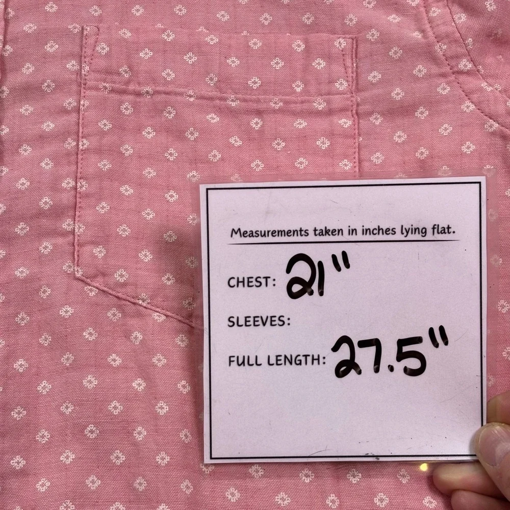 Banana Republic Mens Shirt Sz M Pink Geometric‎ Untucked Fit Cotton Button Down